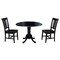 International Concepts Round 42 in Dual Drop Leaf Table with 2 San Remo Chairs, Black, 42 W, 42 L, 29.75 in H, Wood, Black K46-42DP-C10 - alternate 1